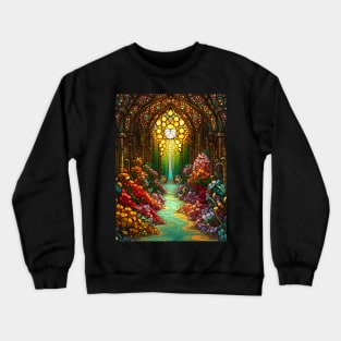 Stained Glass Flowers Chapel Hall Crewneck Sweatshirt